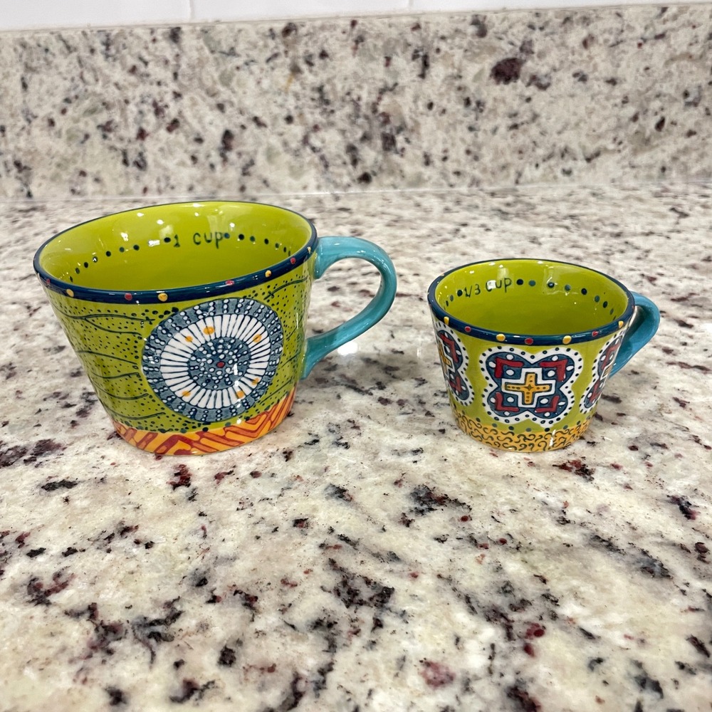 Anthropologie Austin Flora Boho Ceramic Measuring Cups Replacement 1 & 1/3 Cups